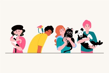 Illustration concept with people with pets Free Vector