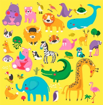 Illustration drawing style set of wildlife