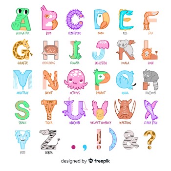 Illustration drawing style with animal alphabet Free Vector