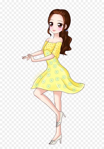 Illustration Dress Fashion Pin-up girl Yellow - ark cartoon 