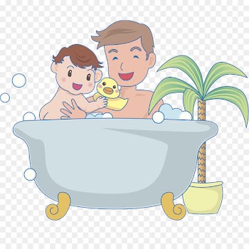 Illustration Father Drawing Image Bathing - cartoon bathtub 