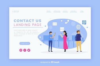Illustration for landing page with contact us concept Free Vector