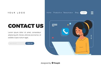 Illustration for landing page with contact us concept Free Vector