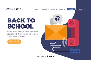 Illustration for landing page with contact us concept Free Vector