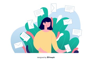 Illustration for landing page with contact us concept Free Vector