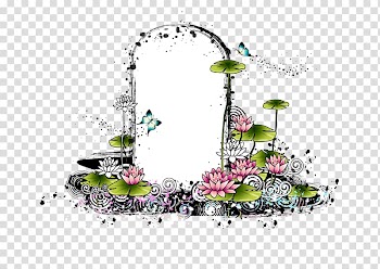 Illustration, Ink and Lotus frame constituted transparent background PNG clipart