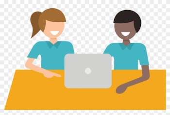 Illustration Of A 2 People At A Desk - National Disability Insurance Scheme