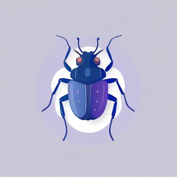 Illustration of a bright scarab beetle isolated on a blue background