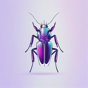 Illustration of a bright scarab beetle isolated on a blue background
