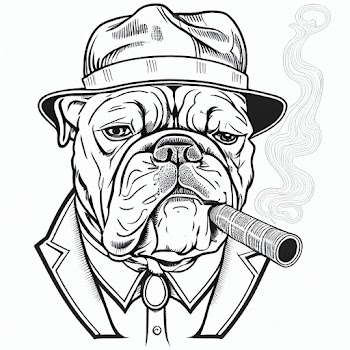 Illustration of a dog smoking cigarette, generated by A.I