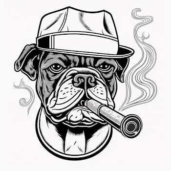 Illustration of a dog smoking cigarette, generated by A.I