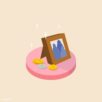 Illustration of a family photo and coins | Free stock vector - 60293