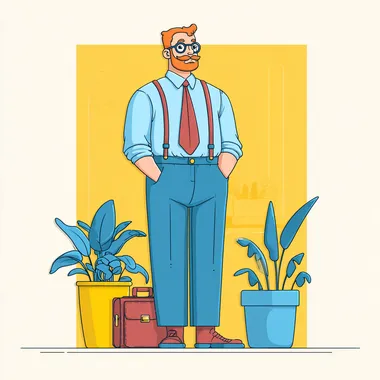 Illustration of a Full Body Salesman in Flat Design