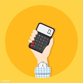 Illustration of a hand holding a calculator | Free stock vector - 251714