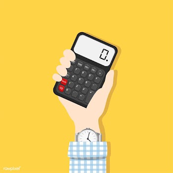 Illustration of a hand holding a calculator | Free stock vector - 251720