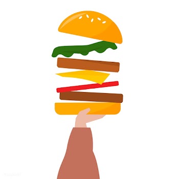 Illustration of a hand holding a cheeseburger | Free stock vector - 414872