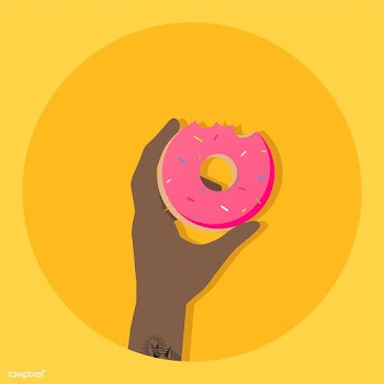 Illustration of a hand holding a donut | Free stock vector - 251692