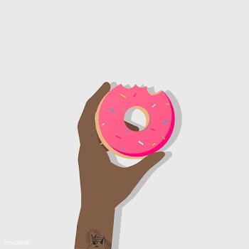 Illustration of a hand holding a donut | Free stock vector - 251796