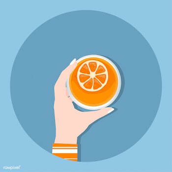 Illustration of a hand holding a glass of ora.. | Free stock vector - 251708