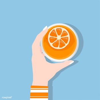Illustration of a hand holding a glass of ora.. | Free stock vector - 251730