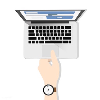 Illustration of a hand holding a laptop | Free stock vector - 251671
