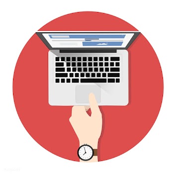 Illustration of a hand holding a laptop | Free stock vector - 251744