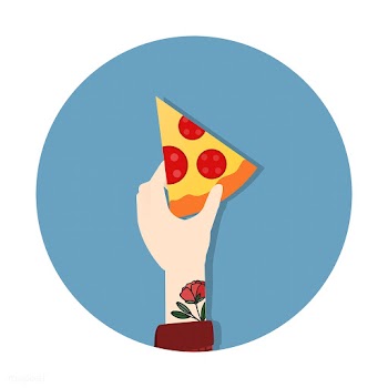 Illustration of a hand holding a slice of piz.. | Free stock vector - 251781