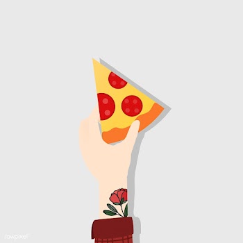 Illustration of a hand holding a slice of piz.. | Free stock vector - 251789