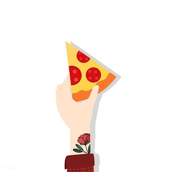 Illustration of a hand holding a slice of piz.. | Free stock vector - 251790