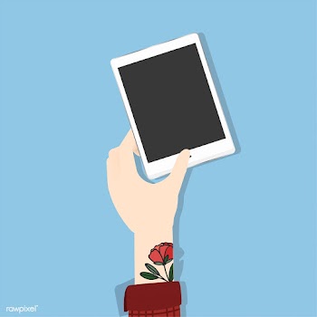 Illustration of a hand holding a tablet | Free stock vector - 251676