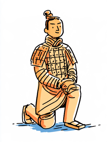 Illustration of a Kneeling Qin Dynasty Terracotta Warrior