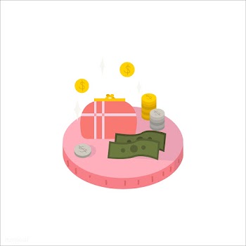 Illustration of a purse, coins and cash icon | Free stock vector - 60235
