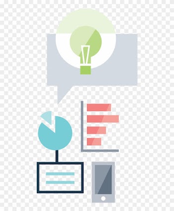 Illustration Of A Word Bubble, Lightbulb, Graphs And - Graphic Design