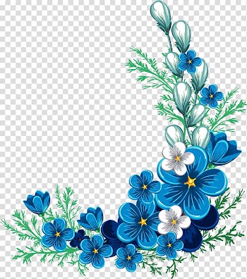 Illustration of blue and white flowers, Borders and Frames Flower Wedding invitation , flower transparent background PNG clipart