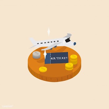 Illustration of coins and plane travel | Free stock vector - 60276
