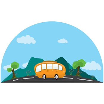 Illustration Of Family Van That Crosses The Road Beside The ...