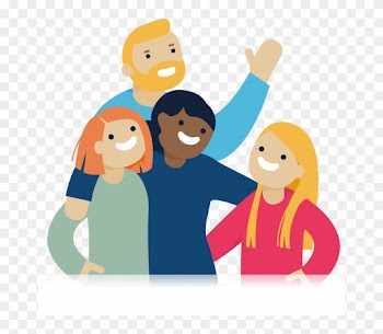 Illustration Of Four People Hugging And Smiling - Hug