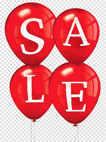 Illustration of four red balloons, Sales Balloon , Sale Balloons transparent background PNG clipart