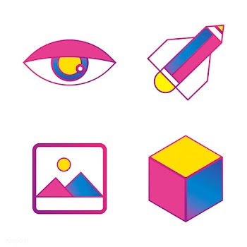 Illustration of gallery, eye, pencil rocket a.. | Free stock vector - 394805