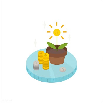 Illustration of growing coins from plants ico.. | Free stock vector - 60256