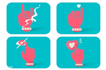 Illustration of hand gesture icons set on blu.. | Free stock vector - 384833