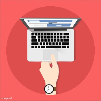 Illustration of hand holding laptop | Free stock vector - 251723