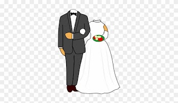 Illustration Of Headless Wedding Couple - Cartoon Bride And Groom