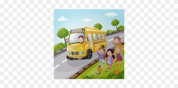 Illustration Of Kids And School Bus In Nature Poster - School Bus Picnic