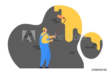 Illustration of man painting a wall