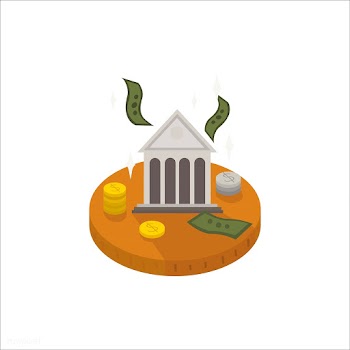 Illustration of money and a bank icon | Free stock vector - 60257