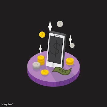 Illustration of money and a mobile phone | Free stock vector - 60225