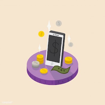 Illustration of money and a mobile phone | Free stock vector - 60296