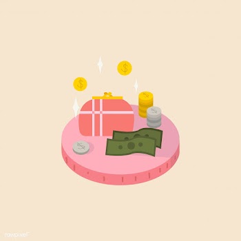 Illustration of money and a purse | Free stock vector - 60286
