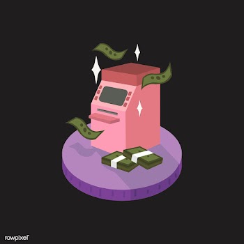 Illustration of money and an ATM | Free stock vector - 60244
